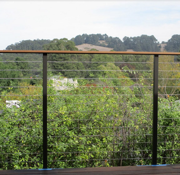 cable railing system with steel and wood in Irvine