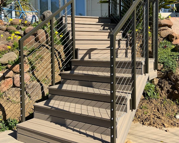 Black steel stair cable railings installed